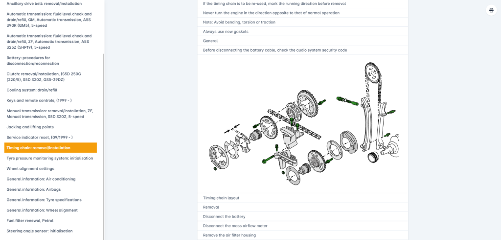 Automotive technical data for cars step by step guides